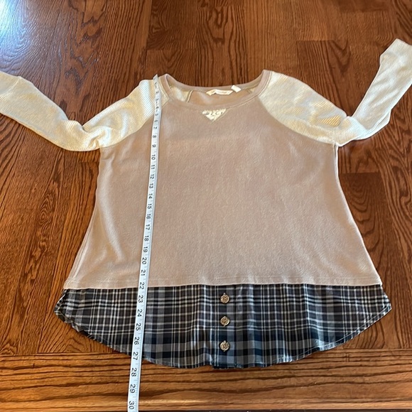 Soft Surroundings Mix media knit sweatshirt top under shirt look L/S size PL - Picture 13 of 16